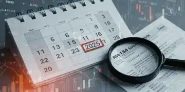 2025 Tax Code Changes: Impact on Your Investment Portfolio Calendar showing 2025 with financial charts and IRS forms, symbolizing upcoming tax code changes and investment impact.