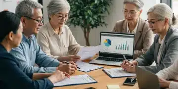 Diverse group discussing 2025 estate planning with financial advisor