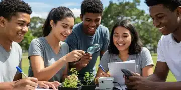 High school students engaged in outdoor experiential learning