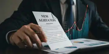 Strategic documents and charts representing new US business legislation in 2025.