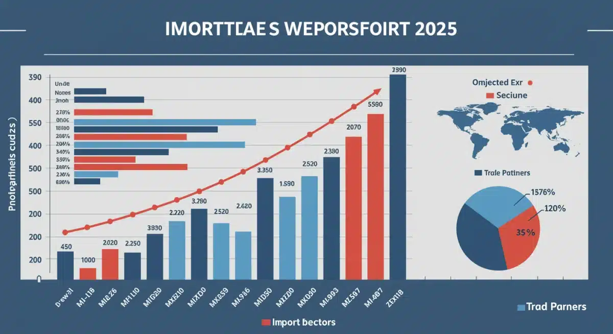 Infographic showing projected US import export sector changes 2025