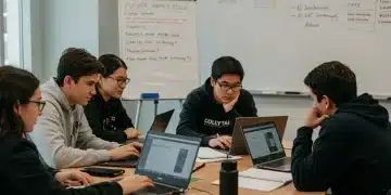 High school students preparing for 2026 college admissions, studying and collaborating.