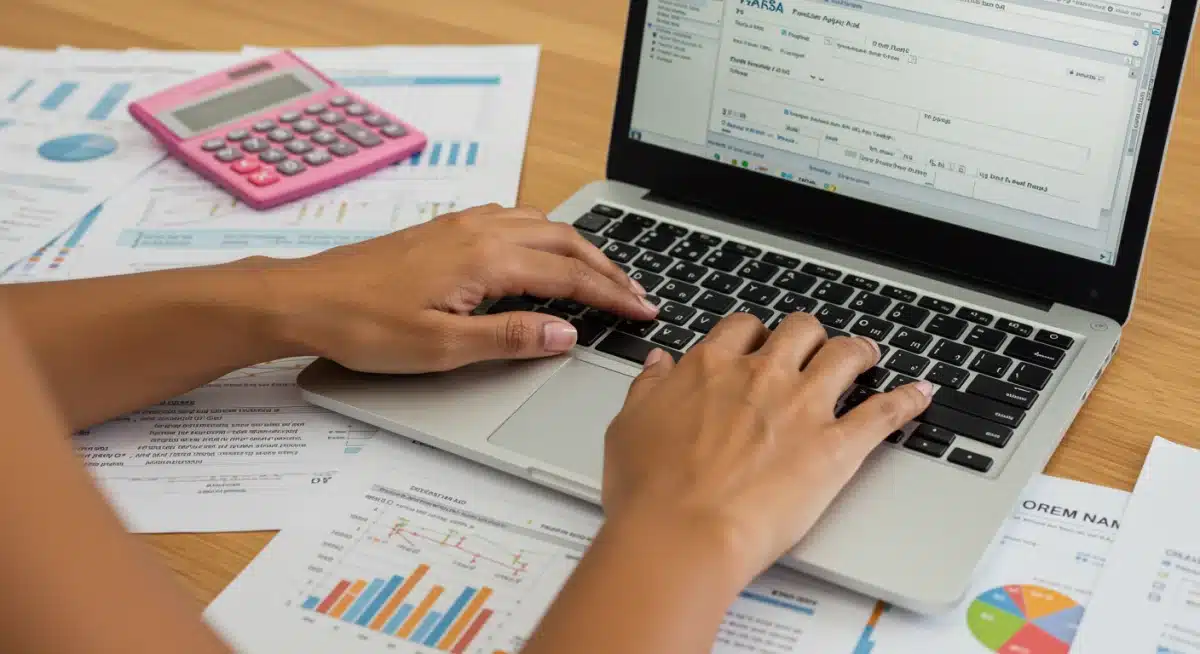 Student completing FAFSA application on laptop
