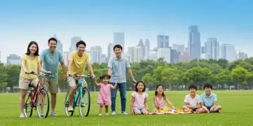 Family enjoying outdoor activity, symbolizing health benefits