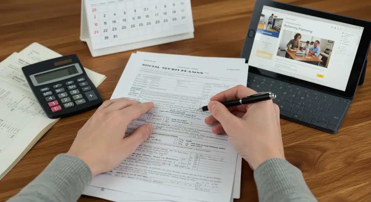 Person filling out Social Security forms for 2026 benefits