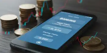 Smartphone showing 5.25% APY high-yield savings account balance