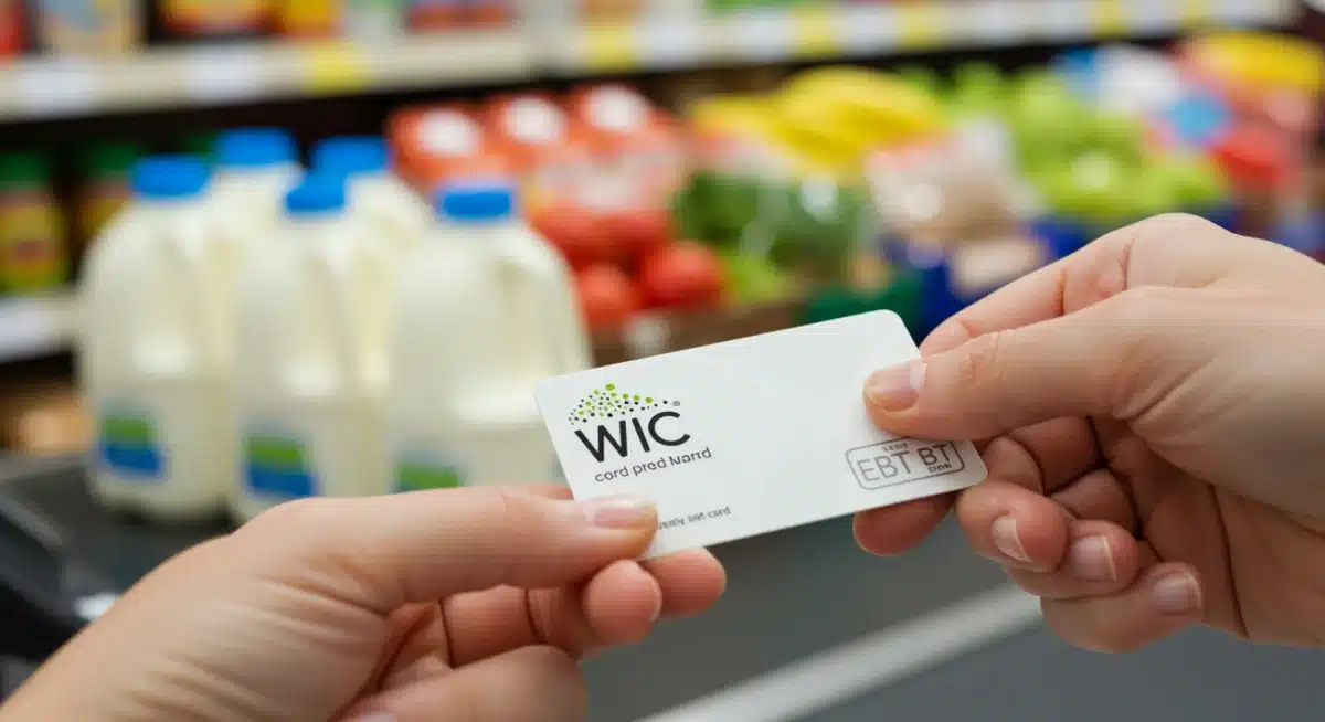 WIC EBT card being swiped at grocery store checkout for healthy food