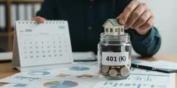 Hand placing house into 401(k) jar, symbolizing future retirement savings in 2026