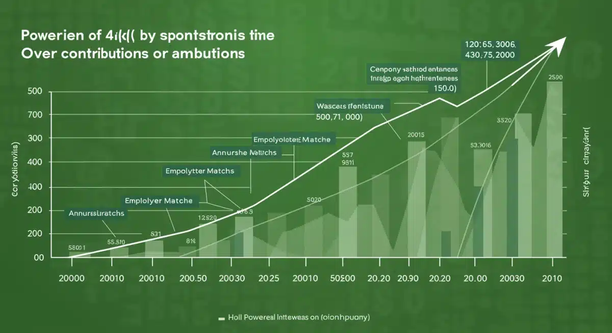Infographic illustrating compound interest growth in 401(k) over time