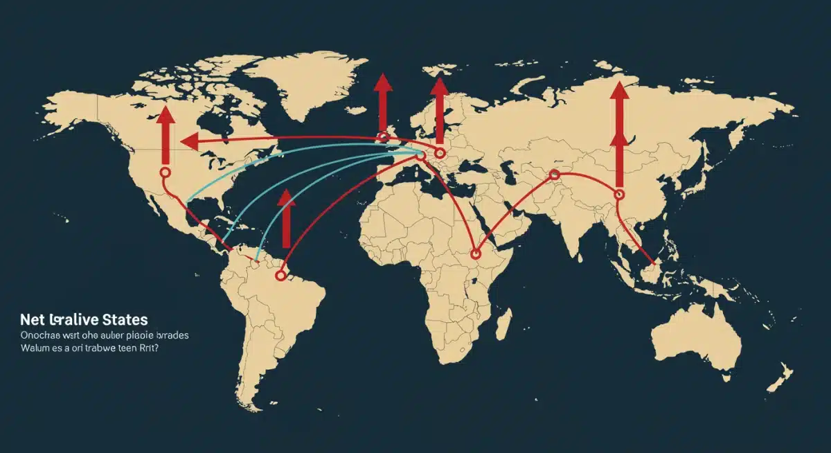 Infographic depicting global trade routes with new tariff barriers and a shift towards US domestic manufacturing.