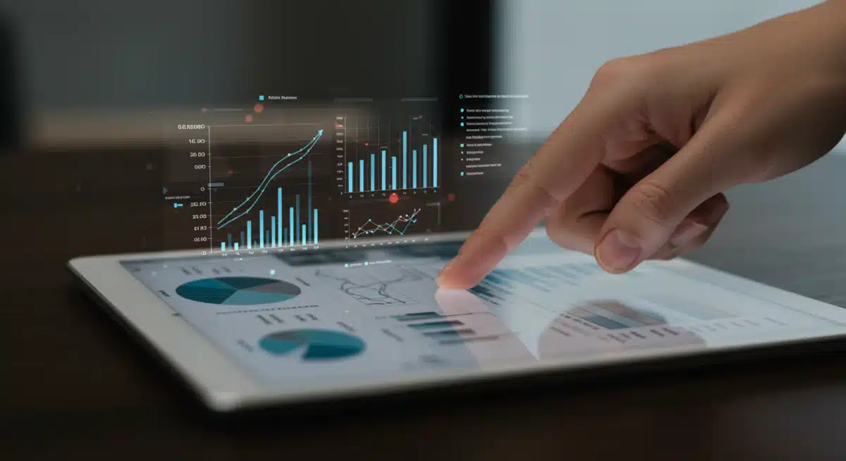 Hand highlighting crucial federal assistance policy details on a tablet