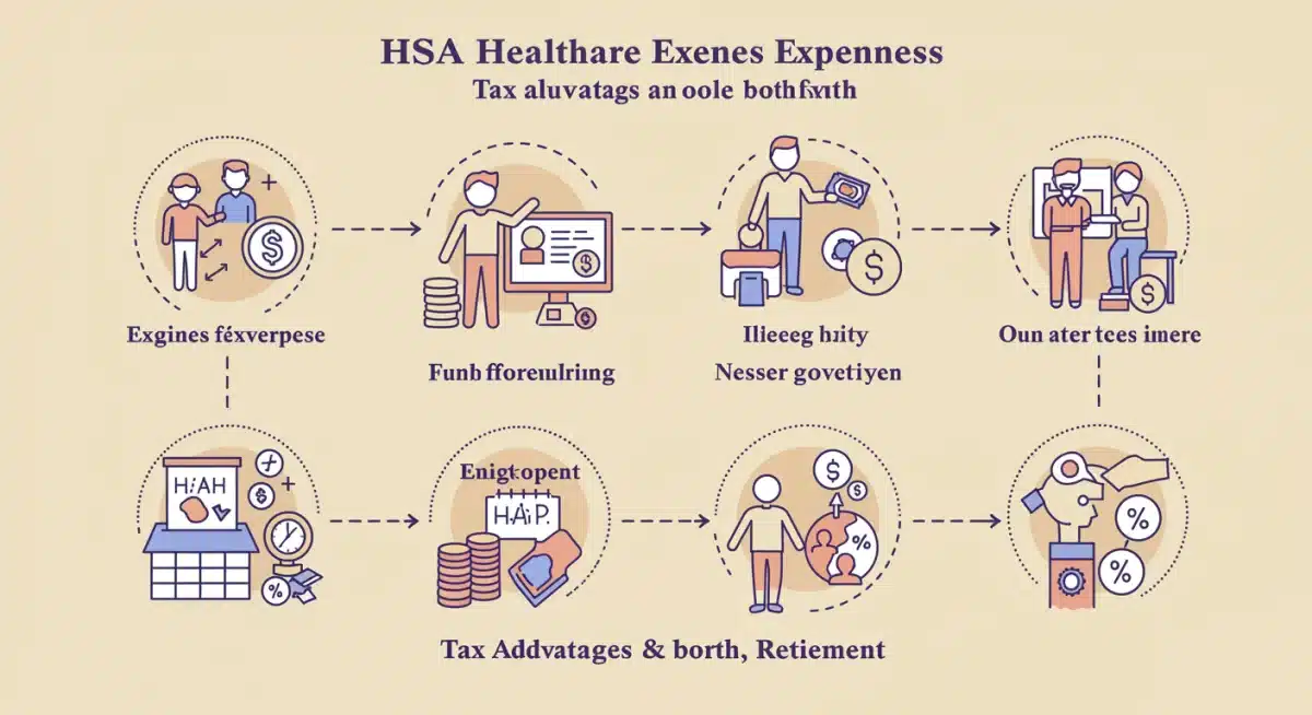 Timeline graphic demonstrating long-term HSA benefits for healthcare and retirement.