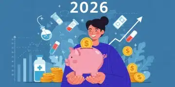Illustration of a person happily saving money in an HSA for future healthcare needs in 2026.