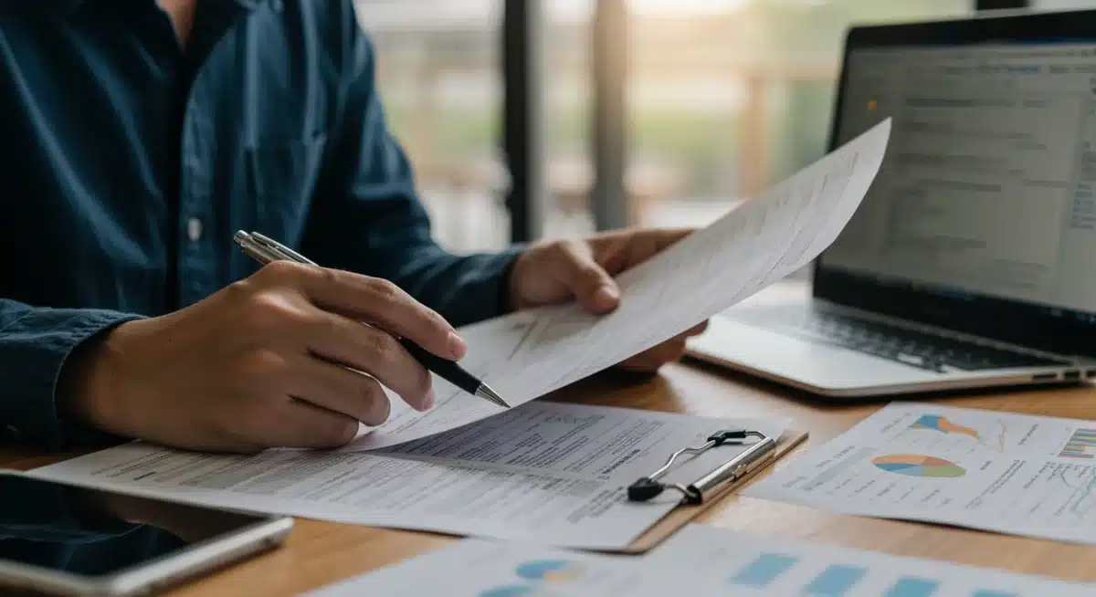 Person reviewing tax forms and laptop for 2026 personal deduction optimization.