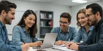 Adult learners collaborating on a fast-track degree program