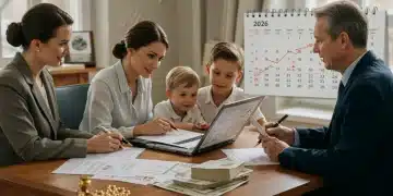 Family reviewing estate planning documents with an advisor for 2026 tax changes