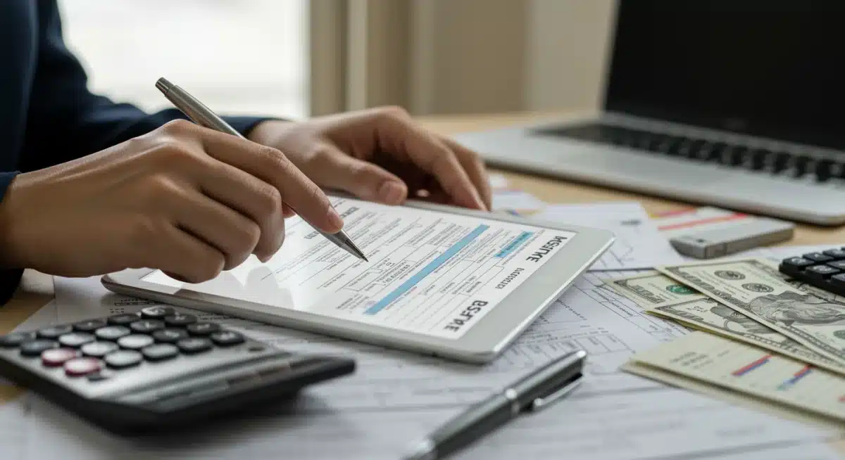 Hand completing FAFSA form on tablet, emphasizing the grant application process.