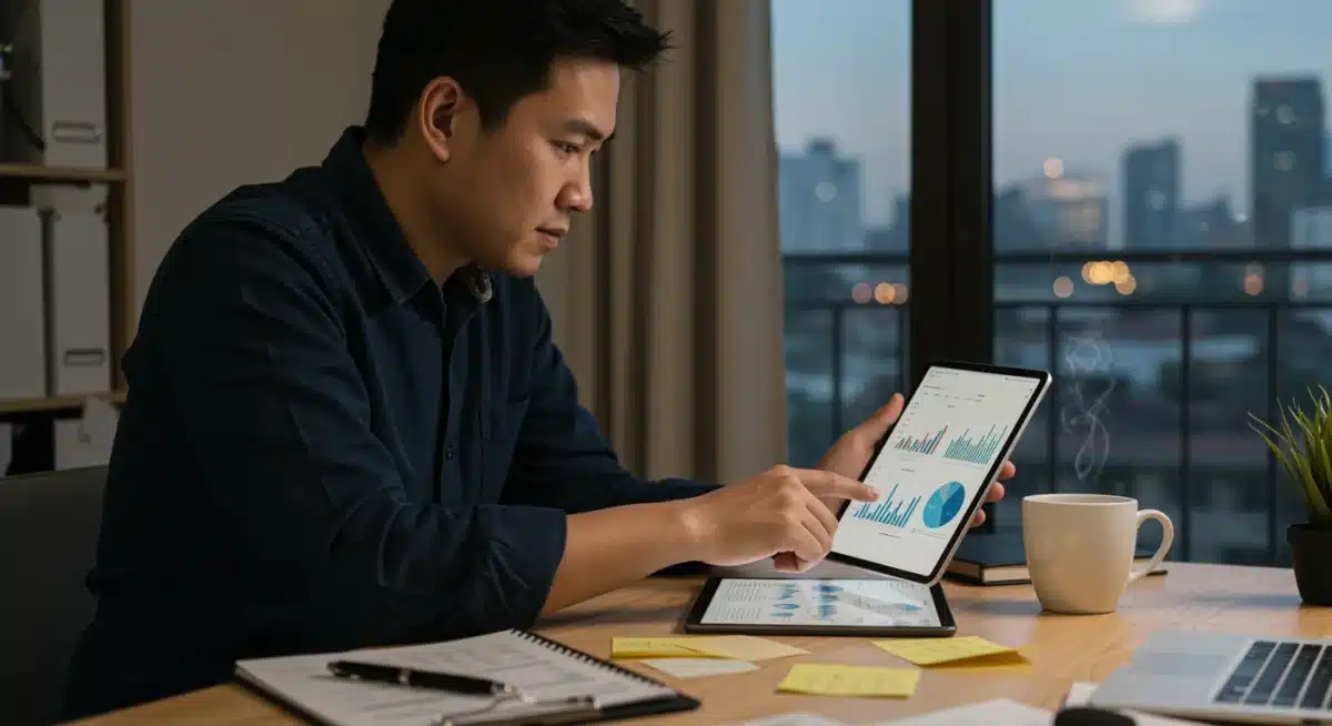 Individual analyzing financial data for inflation strategy