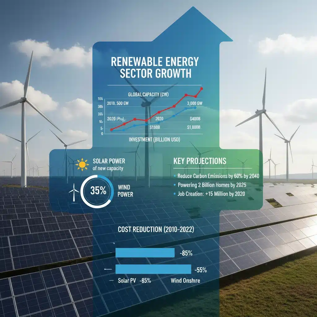 Infographic detailing growth projections for renewable energy sector