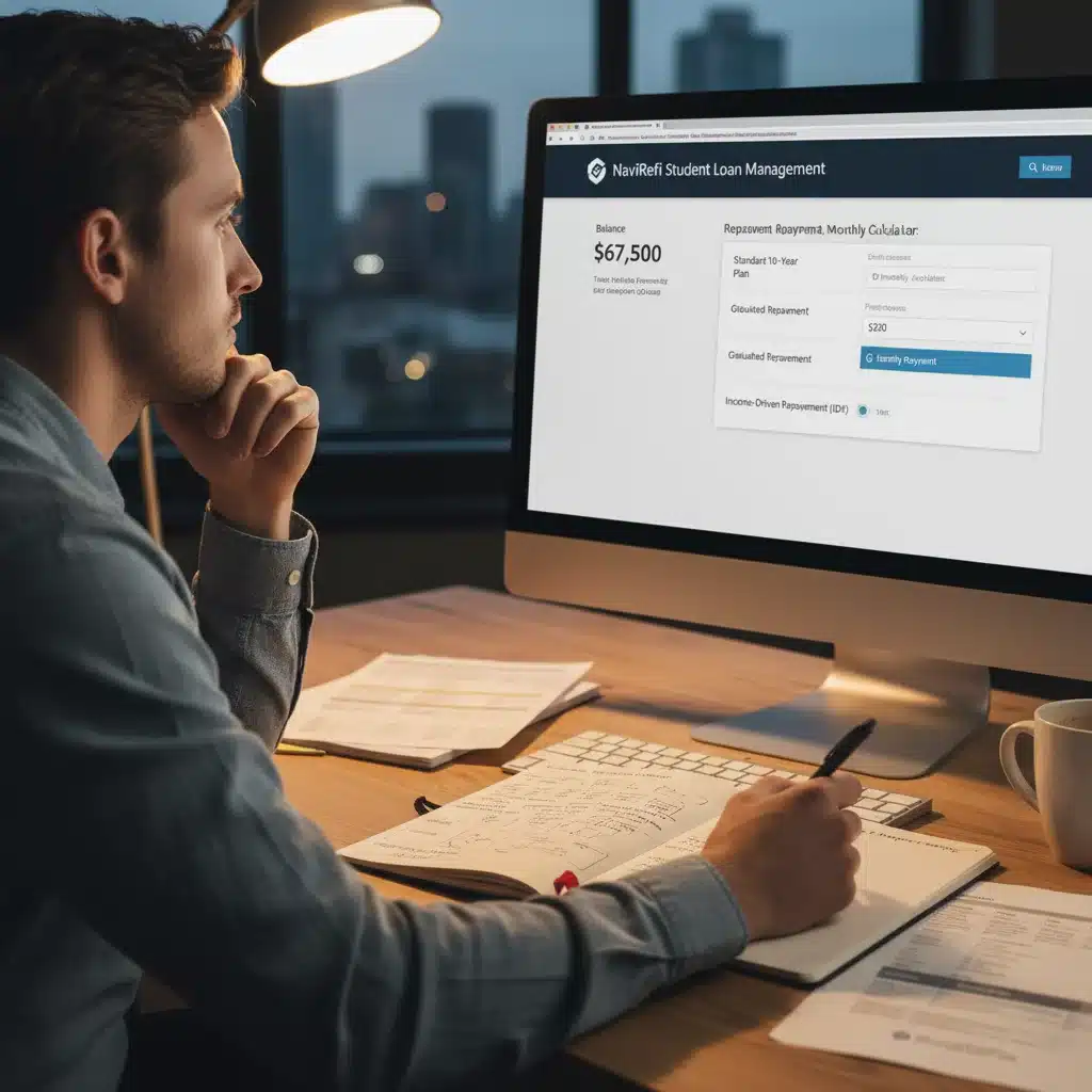 Individual using an online student loan repayment calculator to plan finances