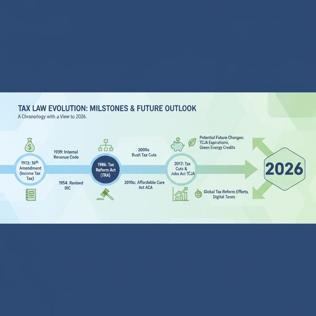 Infographic illustrating the evolution of tax laws leading to 2026 changes.