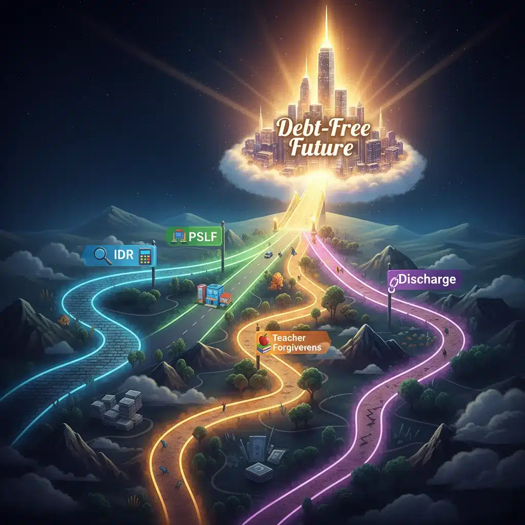 Financial roadmap illustrating different student loan forgiveness paths