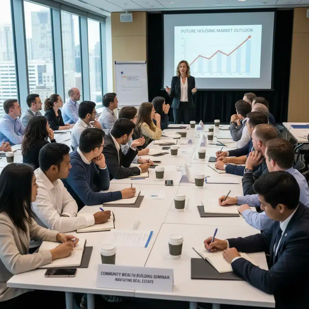 Group of people attending financial seminar for housing market advice