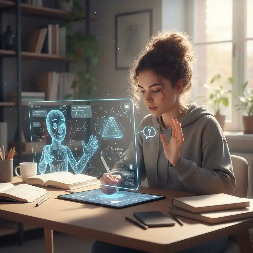 Student interacting with an AI virtual tutor for academic support