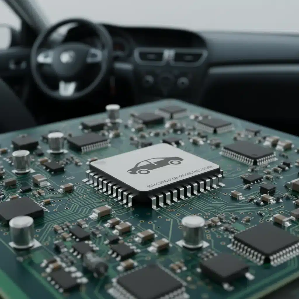 Close-up of a semiconductor microchip, representing critical automotive supply chain components.