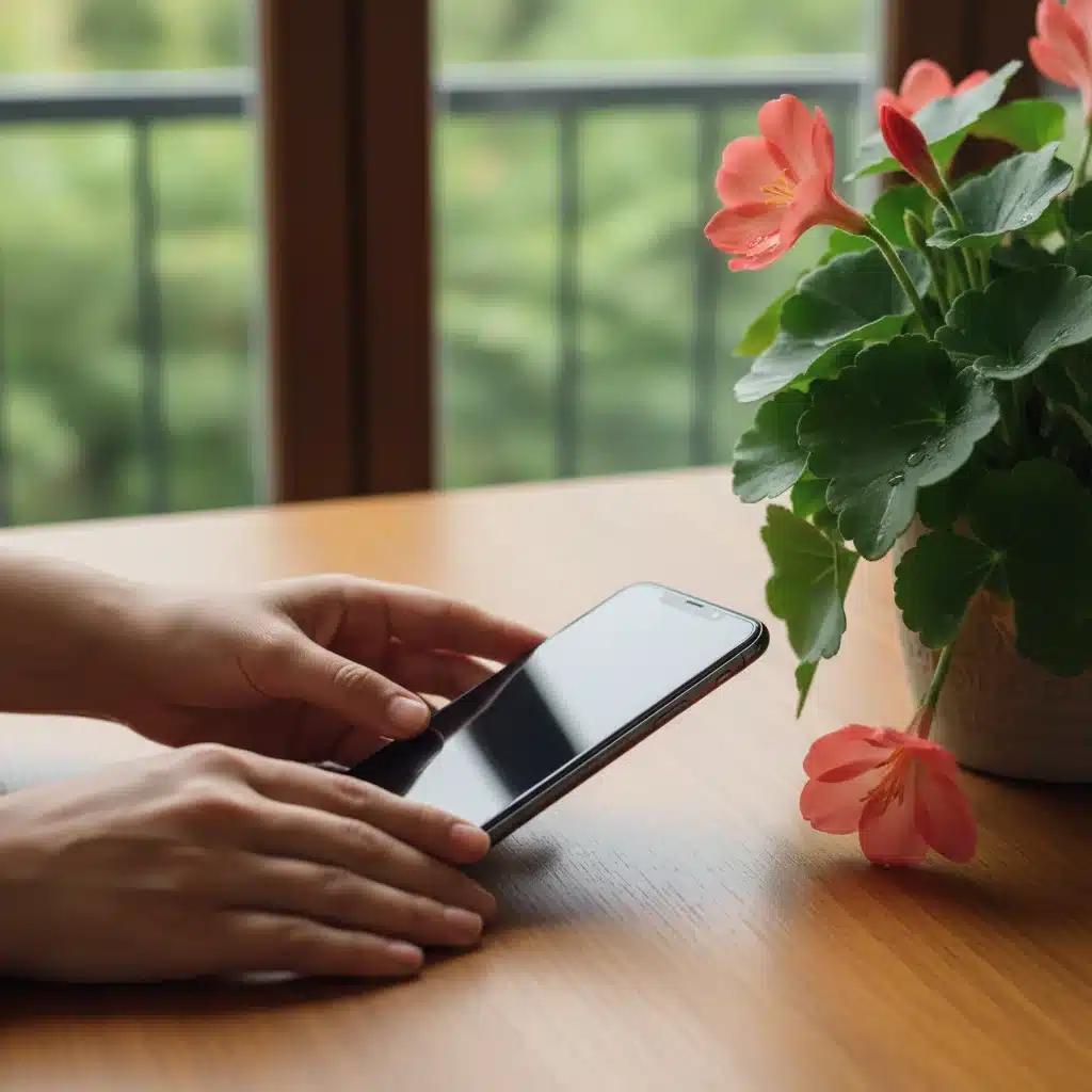 Conscious digital disconnection with a smartphone placed face down next to a plant