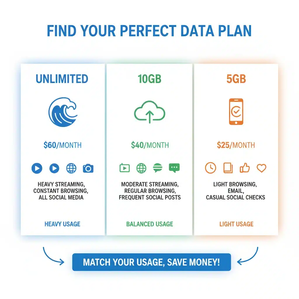Infographic comparing various mobile data plan options