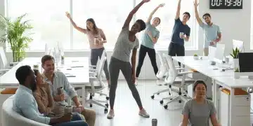 Employees enjoying a 20-minute power break for wellness and productivity