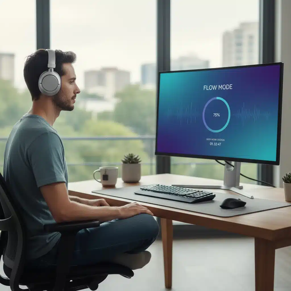 Individual using focus enhancement app for productivity