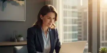 Focused professional overcoming procrastination at a modern office desk