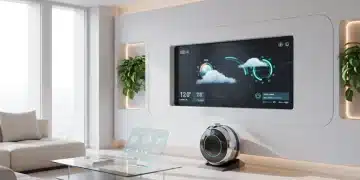 Futuristic living room with integrated smart home devices