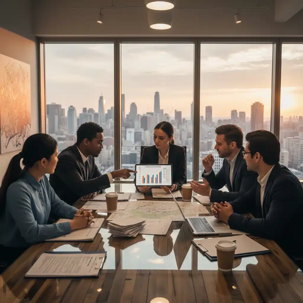 Investors discussing real estate market trends and rental yield projections