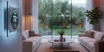 Modern living room with smart home technology enhancing comfort and efficiency