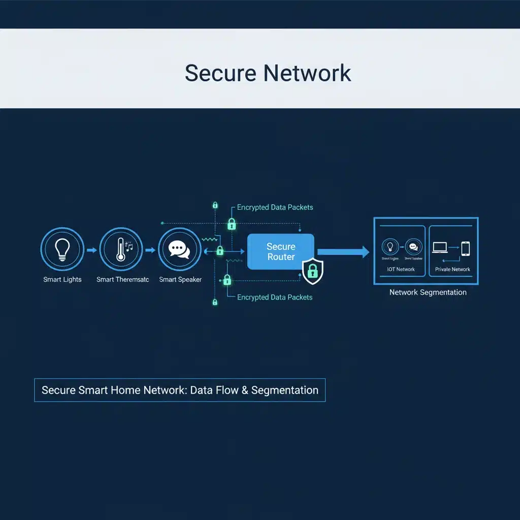 Network segmentation and secure data flow in a smart home environment