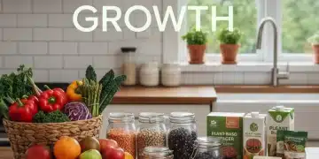 Diverse plant-based food products illustrating market growth