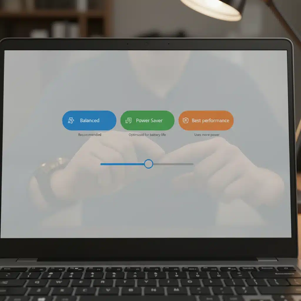 Laptop power management settings screen
