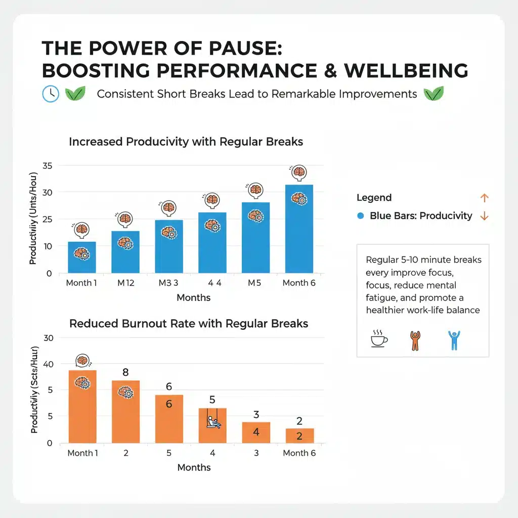 Infographic showing productivity gains from regular power breaks