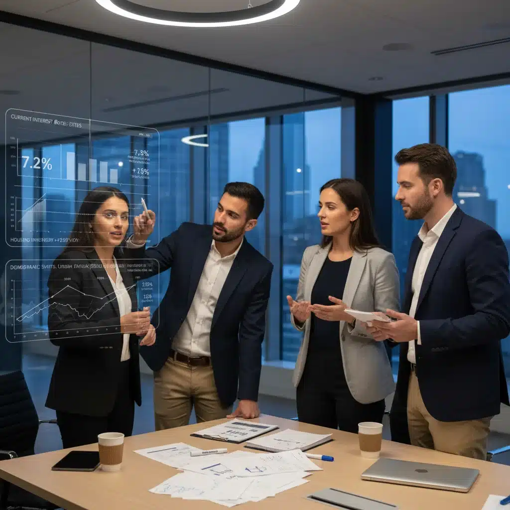 Professionals analyzing real estate data and market indicators for 2026