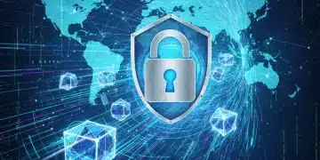 Secure digital tunnel protecting data with a padlock, symbolizing VPN encryption and online privacy.