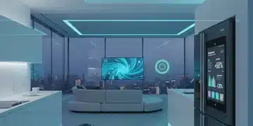 Modern smart home interior with energy-efficient appliances reducing utility costs