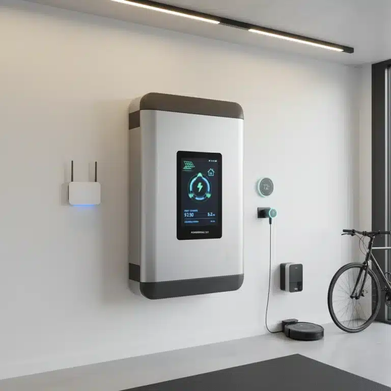 Smart home energy storage system in a modern utility room