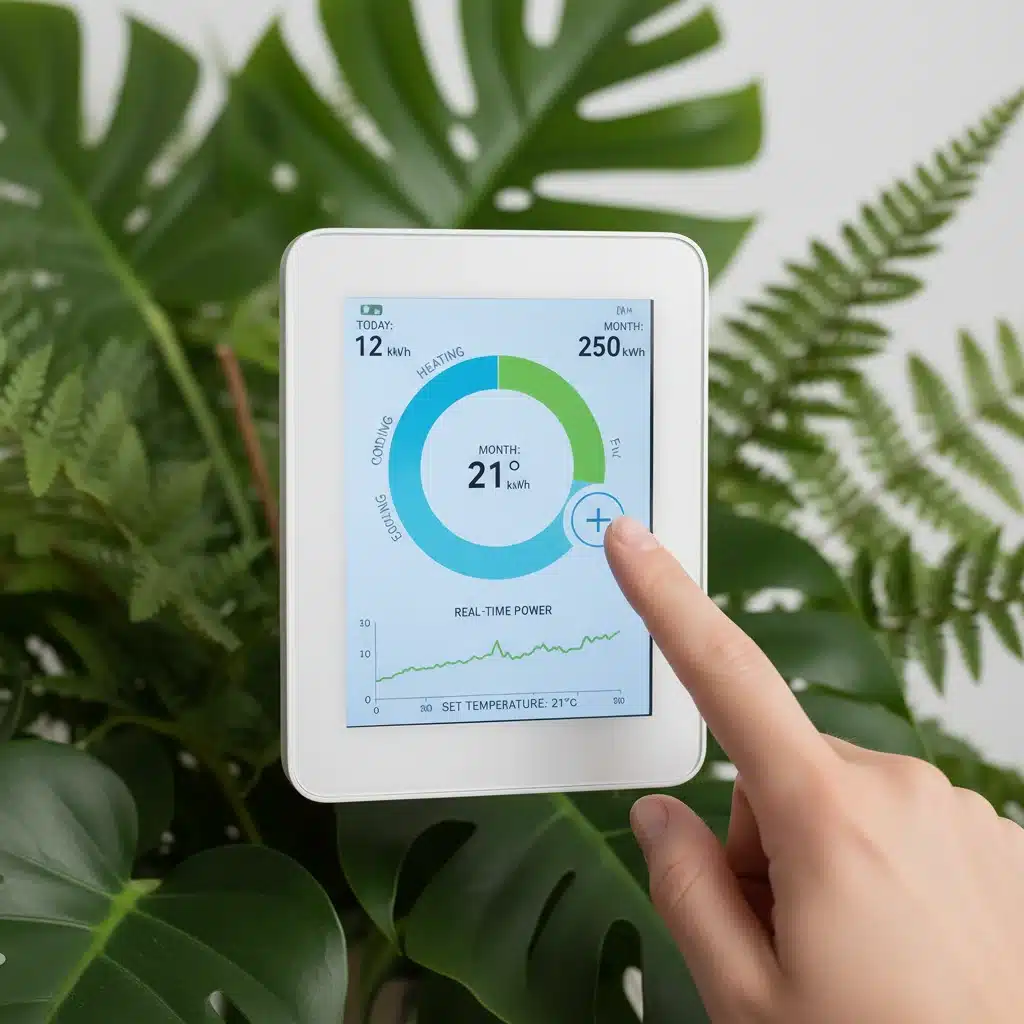 Smart thermostat displaying energy data for eco-friendly home management
