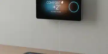 Modern smart thermostat displaying personalized comfort settings and energy savings.