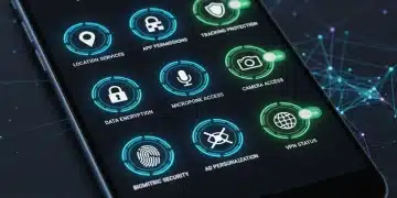 Smartphone screen showing privacy settings with secure network background