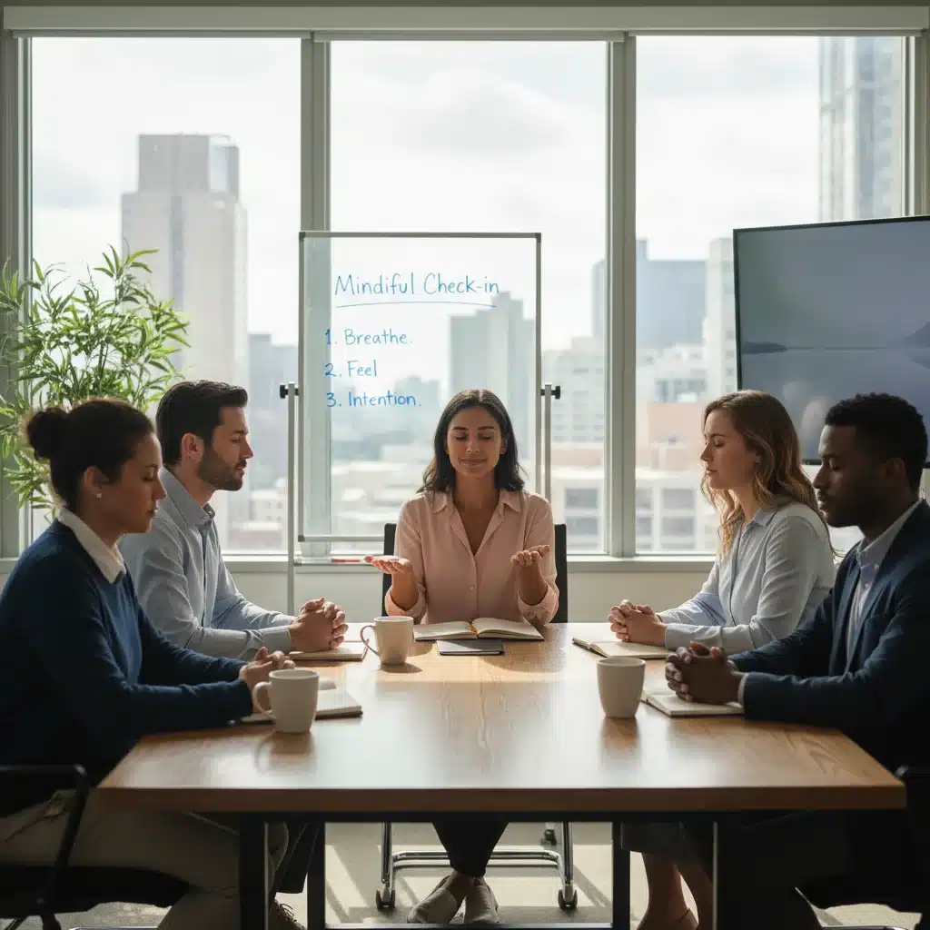 Team engaging in a mindful check-in during a collaborative work session