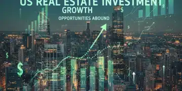 US cityscape with financial overlays, symbolizing real estate investment opportunities and growth potential